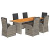 vidaXL Ensemble &agrave; manger de jardin et coussins 7 pcs gris rotin