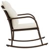 vidaXL Chaise &agrave; bascule de jardin avec coussins marron r&eacute;sine tress&eacute;e
