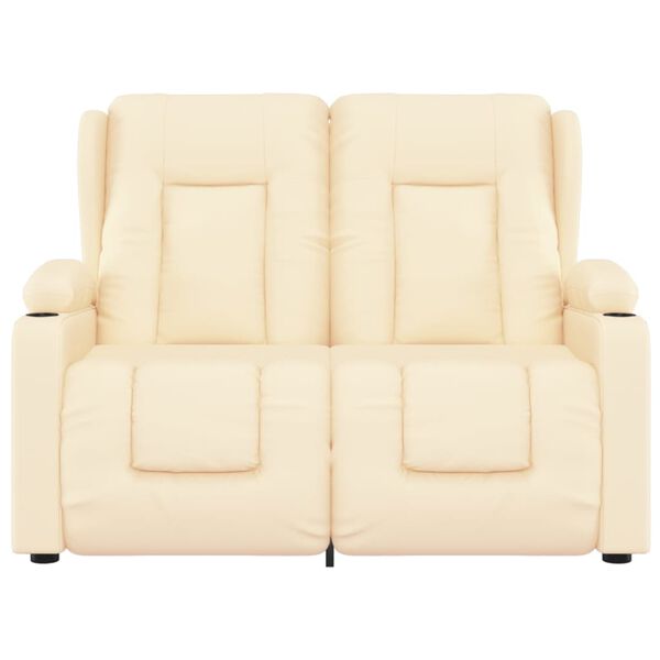 vidaXL Fauteuil inclinable et porte-gobelets 2 places cr&egrave;me similicuir