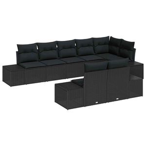vidaXL Ensemble de canap&eacute; de jardin 8 pcs Noir Poly rotin