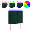 vidaXL T&ecirc;te de lit &agrave; LED Vert fonc&eacute; 90x5x118/128 cm Velours