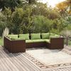 vidaXL Salon de jardin 6 pcs avec coussins R&eacute;sine tress&eacute;e Marron