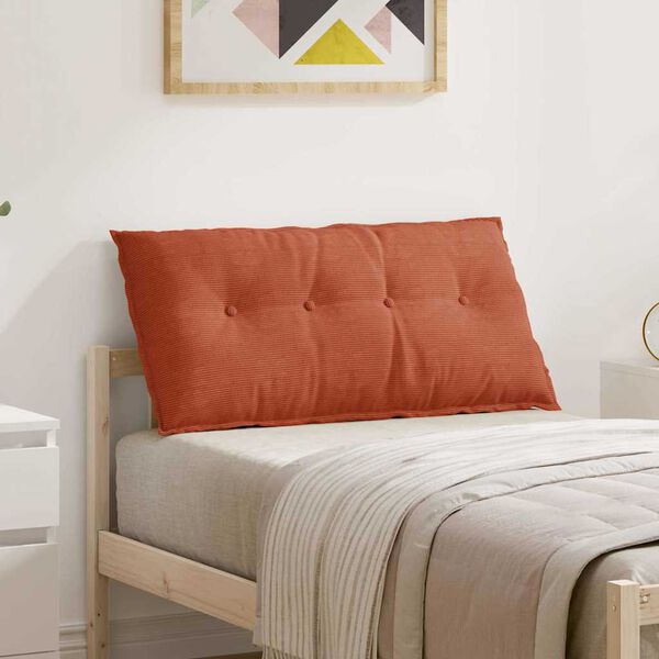 vidaXL Coussin de Dos Rouge orange 100 x 50 cm Tissu en velours c&ocirc;tel&eacute;