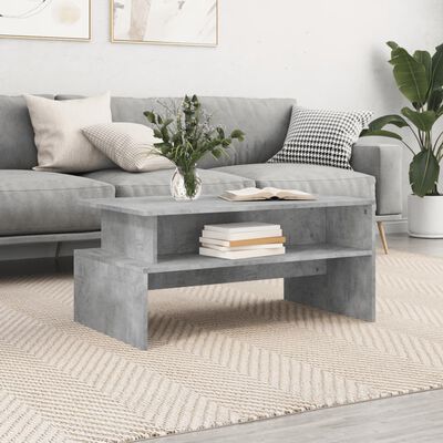 vidaXL Table basse gris béton 90x55x42,5 cm bois d'ingénierie