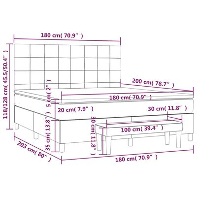 vidaXL Sommier à lattes de lit et matelas Gris foncé 180x200cm Velours