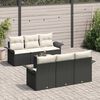 vidaXL Ensemble de canap&eacute; de jardin 7 pcs Noir et Cr&egrave;me polyrotin