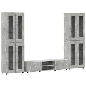vidaXL Ensemble meuble TV FLORIN 3 pc Gris b&eacute;ton Bois d'ing&eacute;nierie