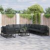 vidaXL Ensemble de canap&eacute; de jardin avec coussin 10 pcs Noir Aluminium