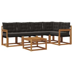 vidaXL Ensemble de canap&eacute;s d'ext&eacute;rieur 6 pcs Naturel et Noir