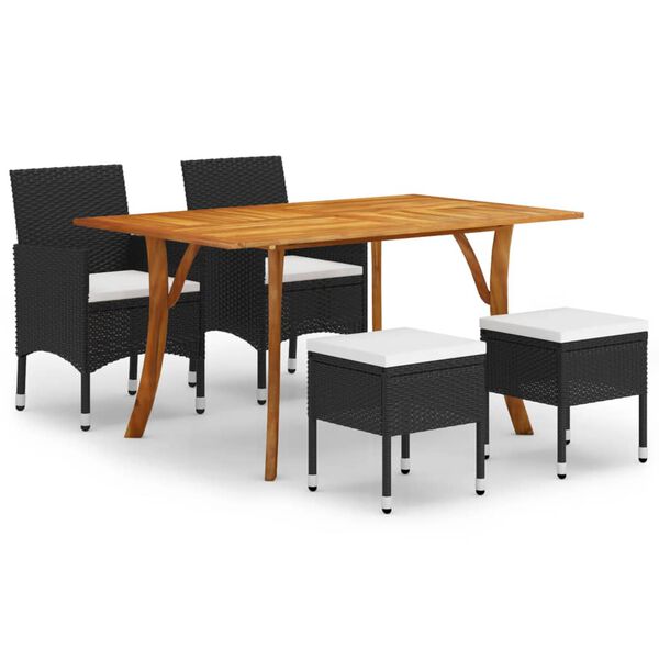 vidaXL Ensemble &agrave; manger de jardin 5 pcs Noir