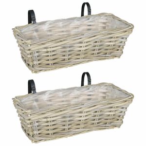 vidaXL Panier &agrave; jardini&egrave;re suspendu GENDT 2 pi&egrave;ces Gris naturel