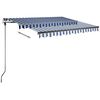 vidaXL Auvent manuel r&eacute;tractable avec LED 350x250 cm Bleu et blanc