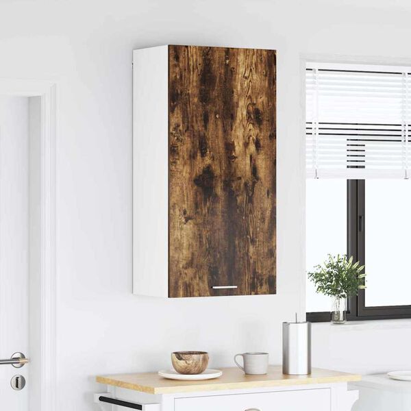 vidaXL Armoire suspendue Ch&ecirc;ne fum&eacute; et Blanc 50 x 31 x 100 cm