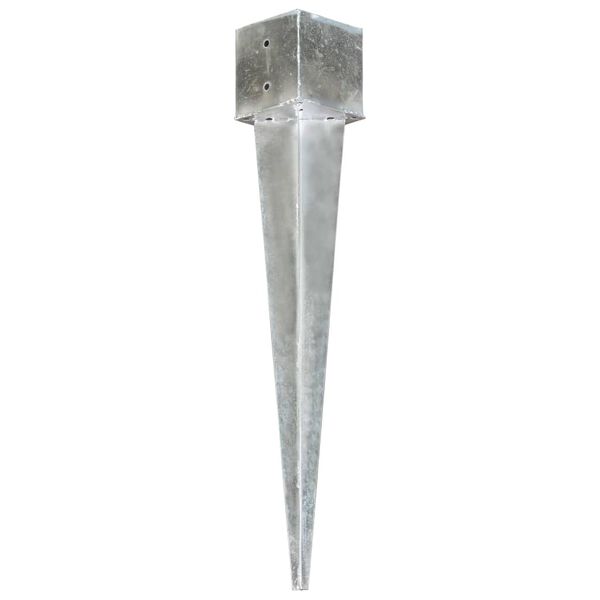 vidaXL Piquets au sol 2 pcs argent&eacute; 14x14x91 cm acier galvanis&eacute;