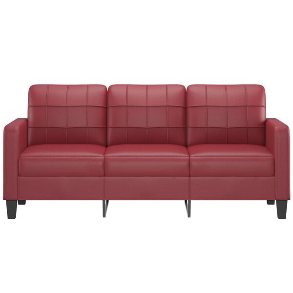 vidaXL Canap&eacute; &agrave; 3 places Rouge bordeaux 180 cm Similicuir