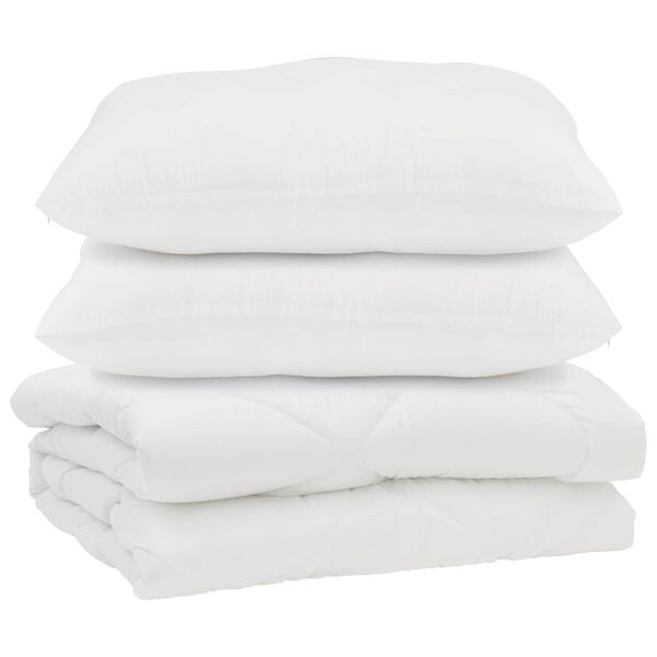 vidaXL Couette avec oreiller 3 pcs Blanc Microfibre