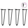 vidaXL Pieds en &eacute;pingle &agrave; cheveux pour table basse 4 pi&egrave;ces Noir 42 cm Acier massif