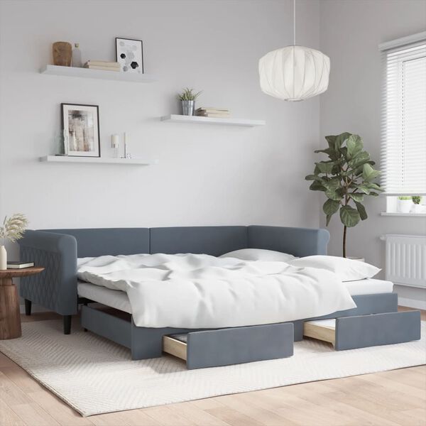 vidaXL Lit de jour avec gigogne et tiroirs sans matelas 100x200 cm