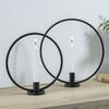 HI Ensemble de bougeoirs &agrave; anneau 2 pcs noir