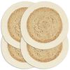vidaXL Napperons 4 pcs Naturel Plain 38 cm Rond Jute et coton