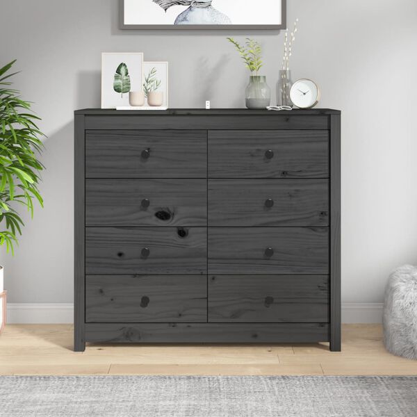 vidaXL Armoire lat&eacute;rale Gris 100x40x90 cm Bois de pin massif