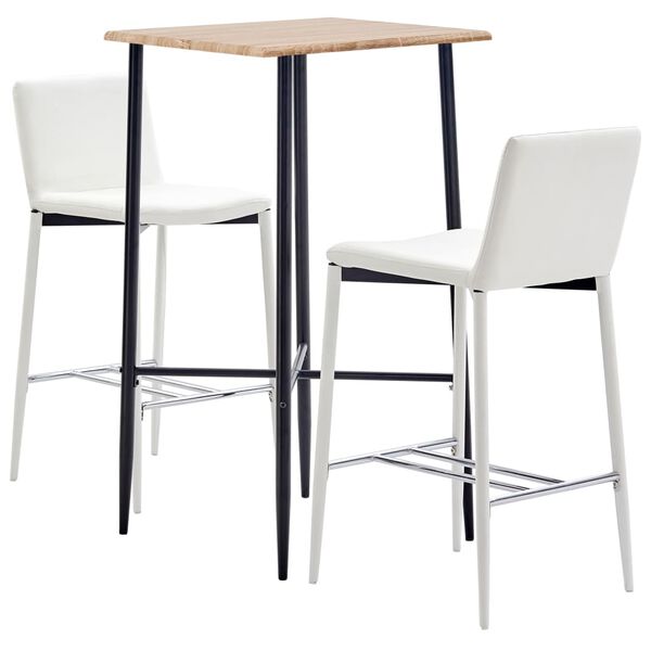 vidaXL Ensemble de bar 3 pcs Similicuir Blanc
