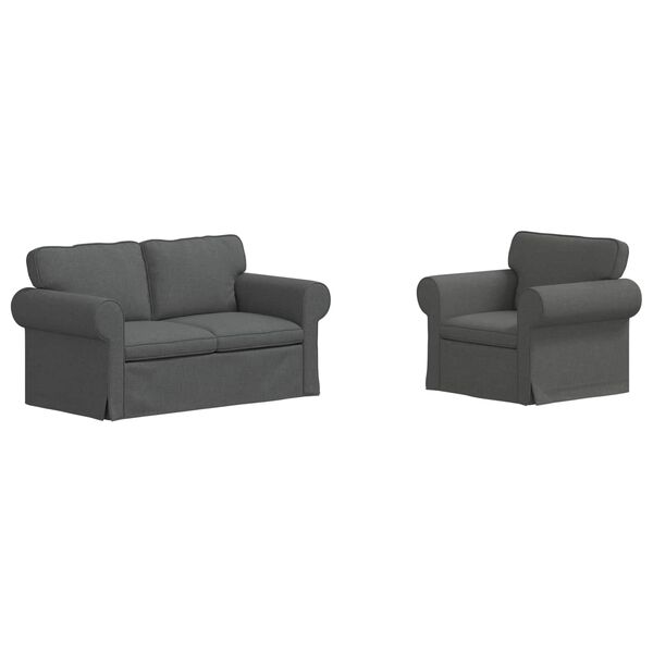 vidaXL Ensemble de Canap&eacute;s 2 pcs Gris fonc&eacute; 155 x 82 x 80 cm tissu