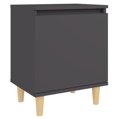 vidaXL Tables de chevet avec pieds en bois 2 pcs Gris 40x30x50 cm