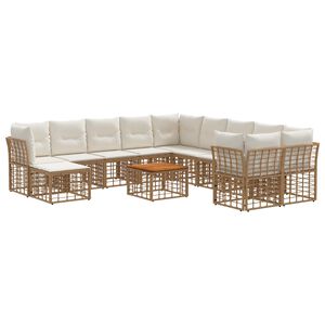 vidaXL Ensemble de canap&eacute;s d'ext&eacute;rieur 12 pc Blanc Naturel et Cr&egrave;me