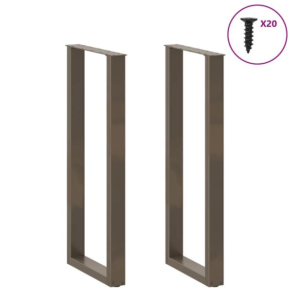 vidaXL Pieds de table de bar en U 2 pi&egrave;ces Acier naturel 40 x (110-111) cm Acier