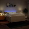 vidaXL Sommier &agrave; lattes de lit avec matelas Cr&egrave;me 200x200 cm Tissu