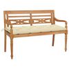 vidaXL Banc Batavia avec coussin blanc cr&egrave;me 150cm Bois de teck massif