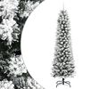 vidaXL Sapin de No&euml;l artificiel mince avec neige floqu&eacute;e 210 cm PVC/PE