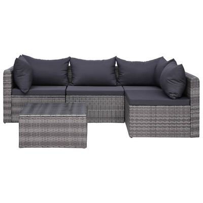 vidaXL Salon de jardin 7 pcs avec coussins Résine tressée Gris