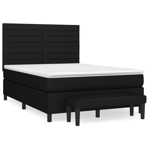 vidaXL Sommier &agrave; lattes de lit avec matelas Noir 140x190 cm Tissu