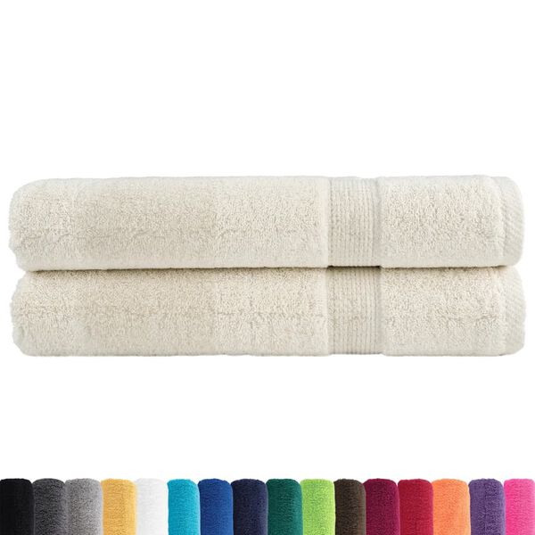 vidaXL Serviettes de sauna de qualit&eacute; sup&eacute;rieure SOLUND 2 pcs cr&egrave;me