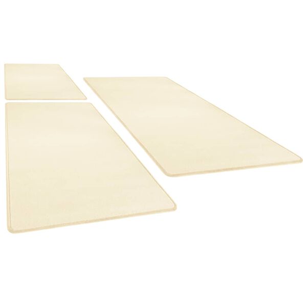 vidaXL Tapis de lit Shaggy Poils longs 3 pcs Cr&egrave;me