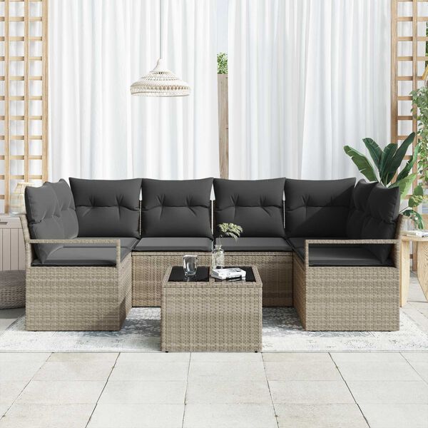 vidaXL Ensemble de canap&eacute; de jardin 7 pcs Gris clair et gris fonc&eacute;