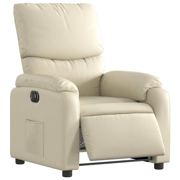 vidaXL Fauteuil inclinable &eacute;lectrique Cr&egrave;me Similicuir