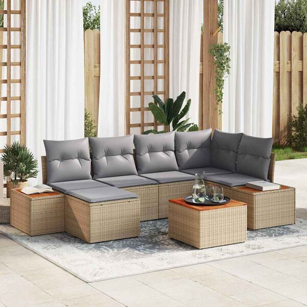 vidaXL Ensemble de canap&eacute; de jardin 7 pcs beige et gris clair
