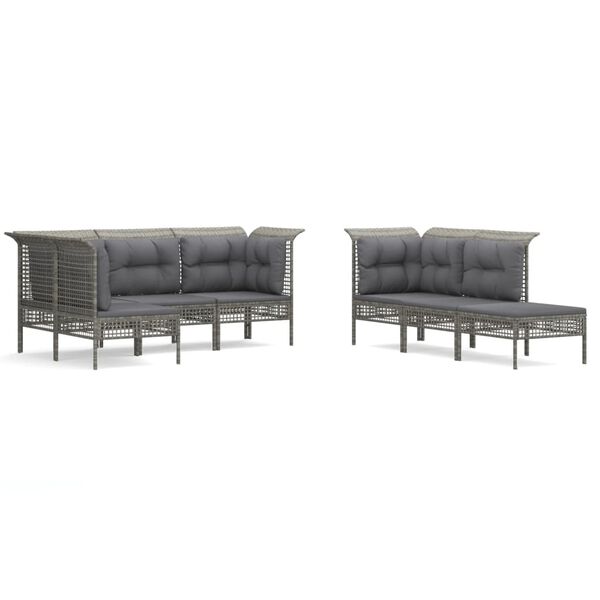 vidaXL Salon de jardin 10 pcs avec coussins Gris R&eacute;sine tress&eacute;e