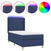 vidaXL Sommier &agrave; lattes de lit matelas et LED Bleu 80x200cm Tissu