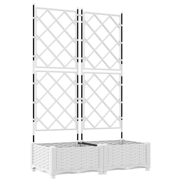 vidaXL Cache-pot de jardin 2 pcs Blanc 80 x 40 x 125,5 cm Acier
