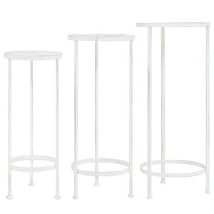 vidaXL Support de plantes 3 pcs Style vintage M&eacute;tal Blanc antique