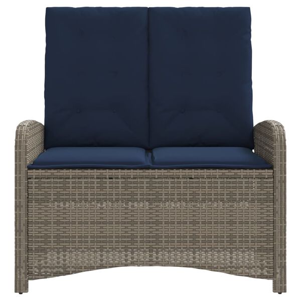 vidaXL Banc inclinable de jardin avec coussins gris r&eacute;sine tress&eacute;e