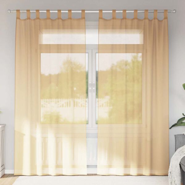 vidaXL Rideaux en voile avec passe-tringles 2 pcs sable