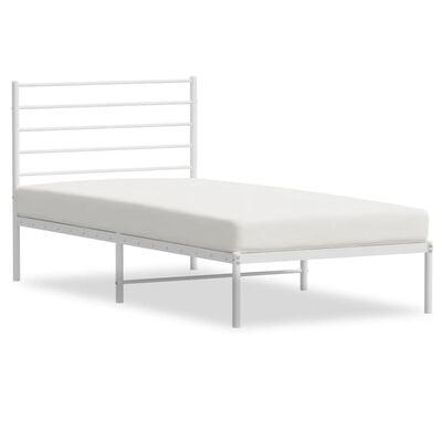 vidaXL Cadre de lit métal sans matelas avec tête de lit blanc 90x200cm