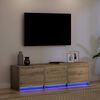 vidaXL Armoire TV avec LEDs avec tiroir Ch&ecirc;ne artisan 140 x 34 x 40 cm