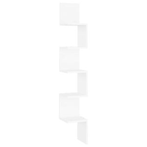 vidaXL &Eacute;tag&egrave;re d'angle murale Blanc 20x20x127,5 cm bois d&rsquo;ing&eacute;nierie