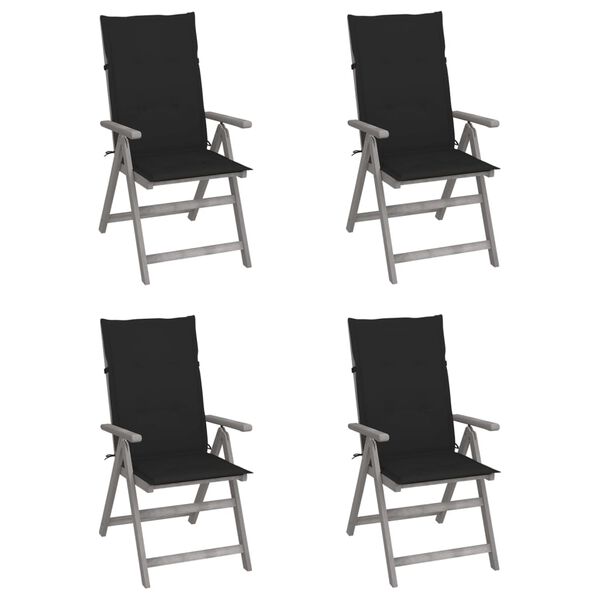 vidaXL Chaises inclinables de jardin lot de 4 et coussins Bois acacia